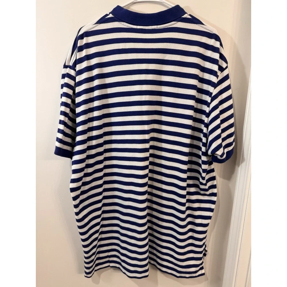 VTG Polo Ralph Lauren Mens Blue White Stripe 2XL Pony Pocket Preppy‎ Casual